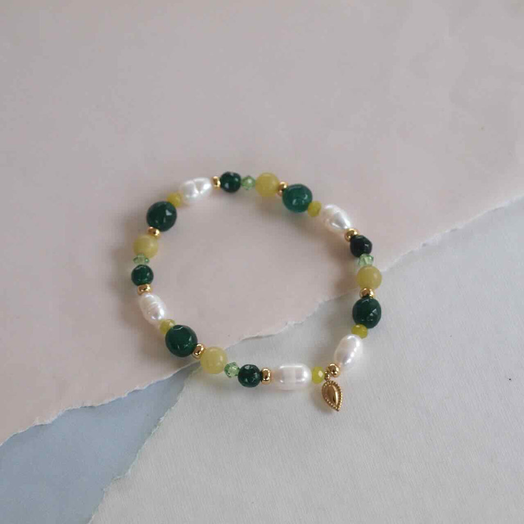 widaro armband green pearl beads