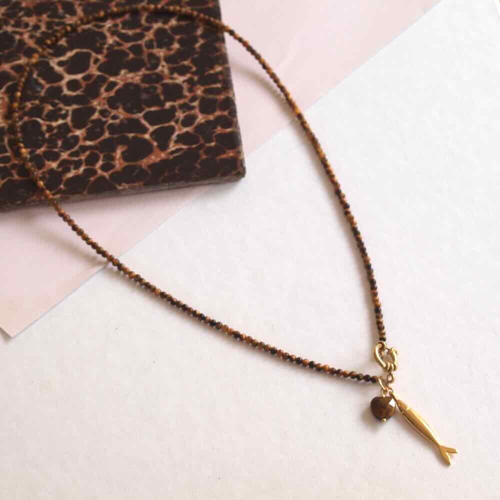 widaro ketting tiger eye beads brown (kies je soort)