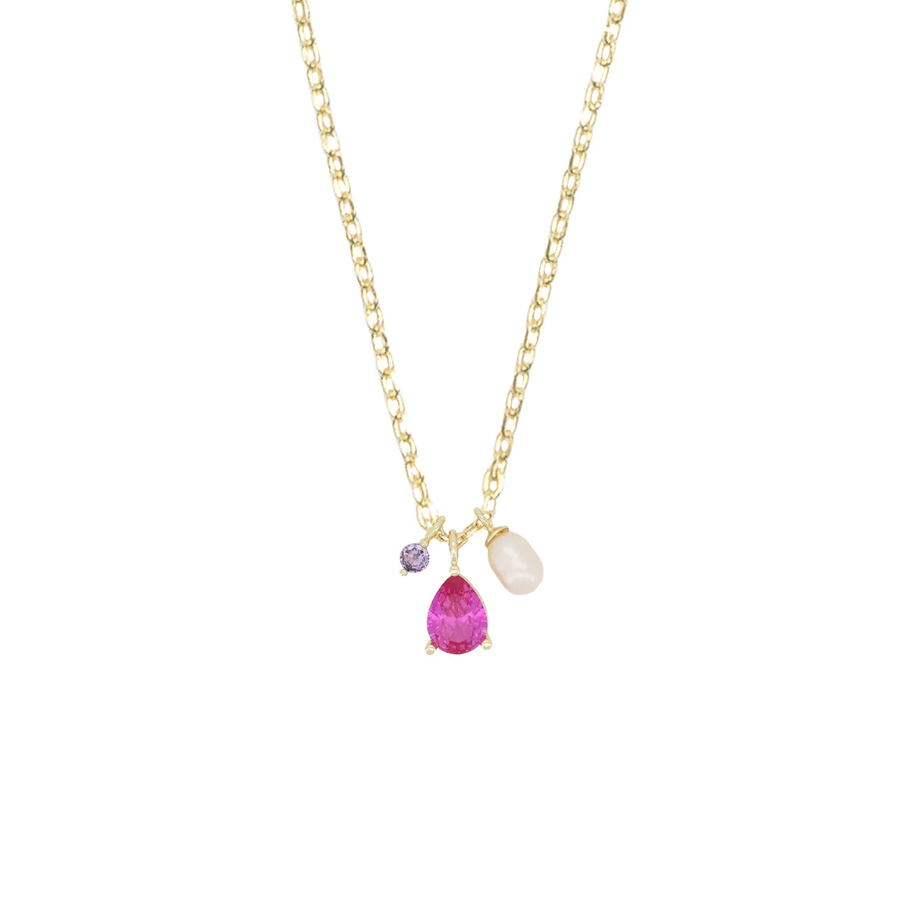 a new day amsterdam ketting pink zirconia pearl