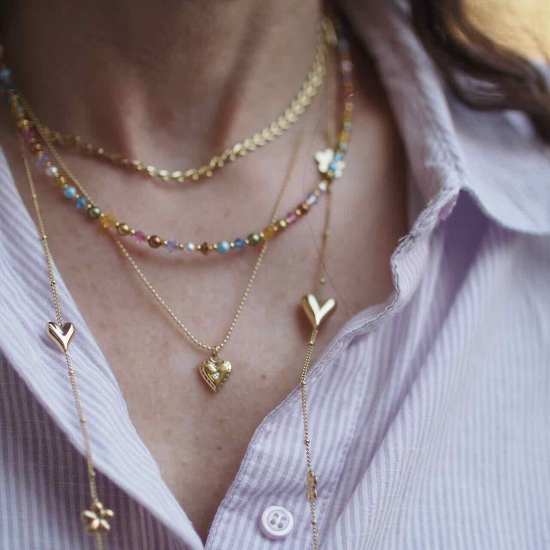 Rose & Camellia ketting heart with a little sparkle