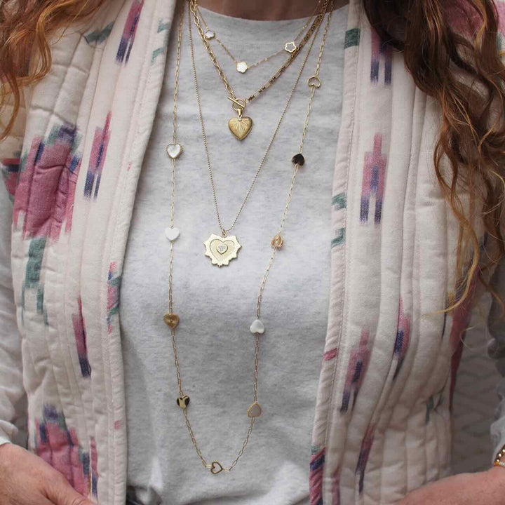 rose & camellia ketting gold heart