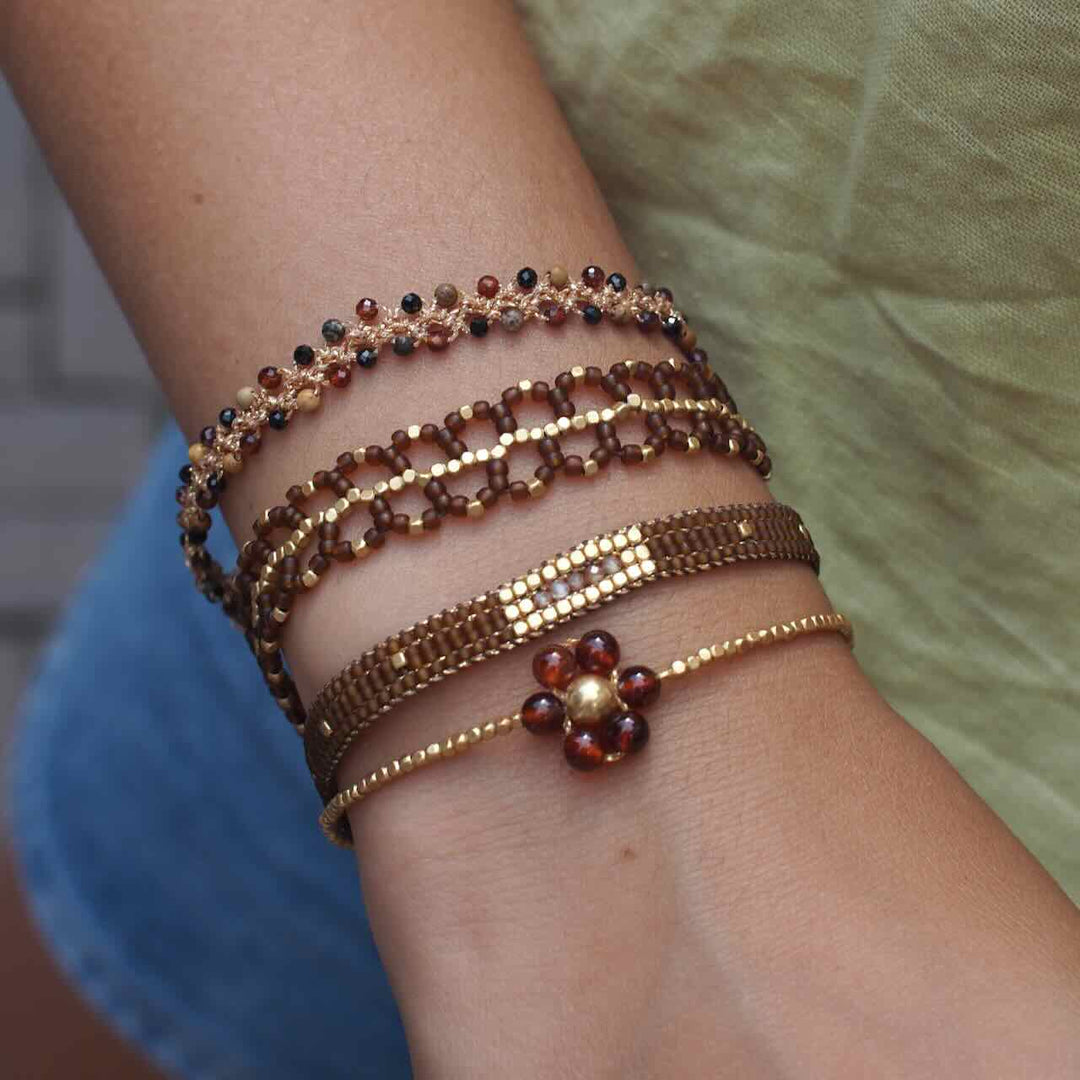 ibu jewels armband jill 5 stones brown