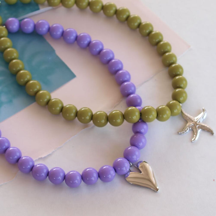 widaro ketting big round purple/green silver