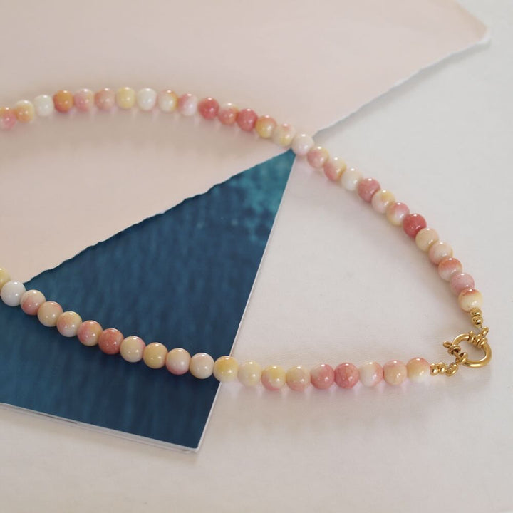 WIdaro ketting marble pink yellow (goud/zilver)