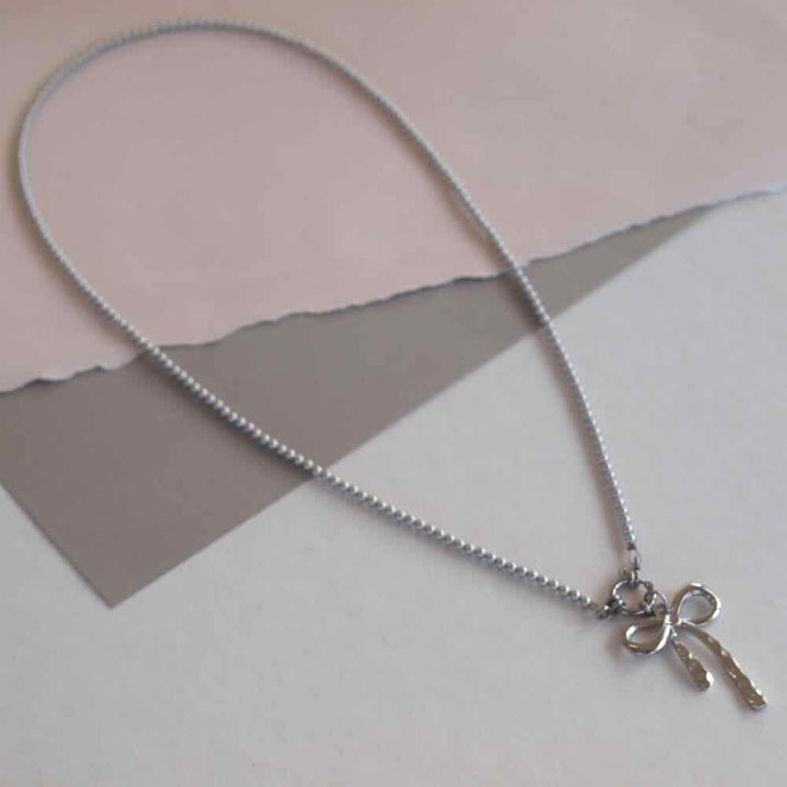 widaro halflange ketting pearl silver