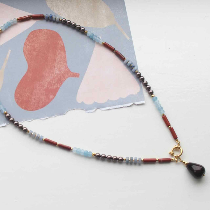 widaro ketting blue brown stones