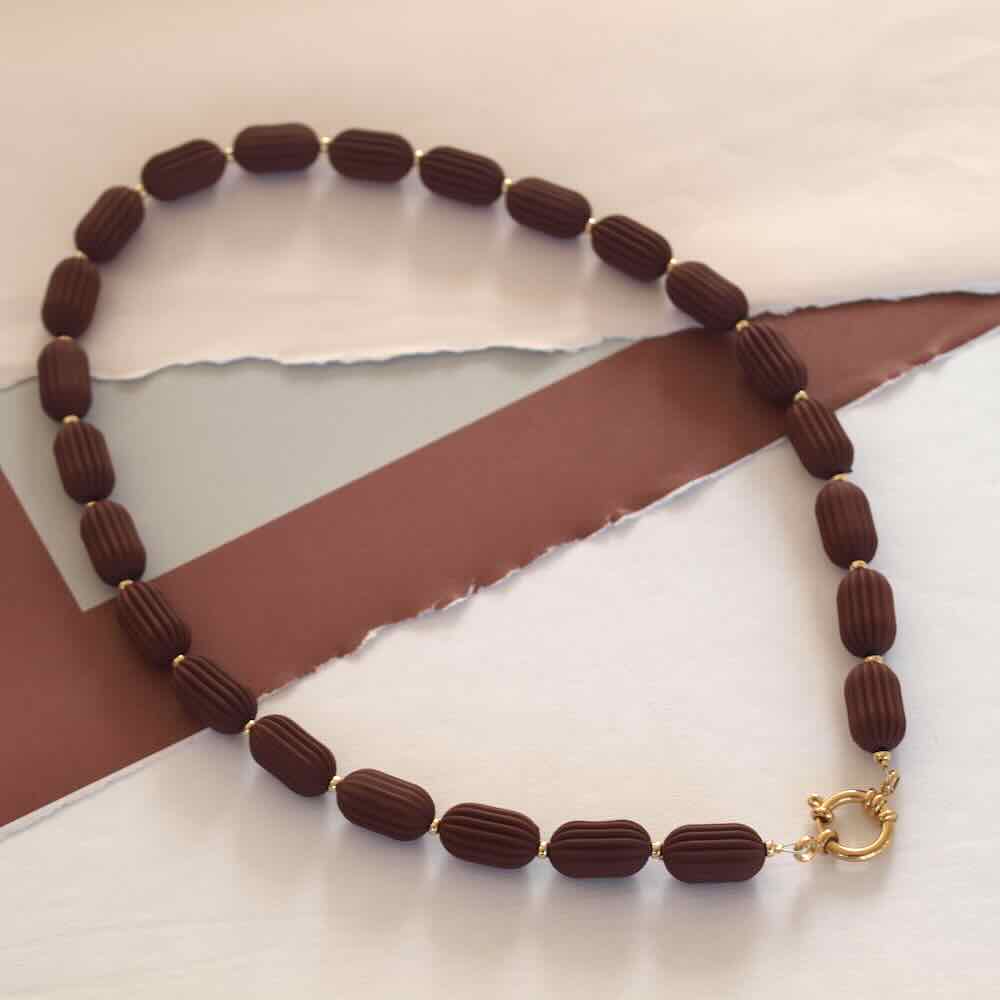 widaro ketting dark brown long oval