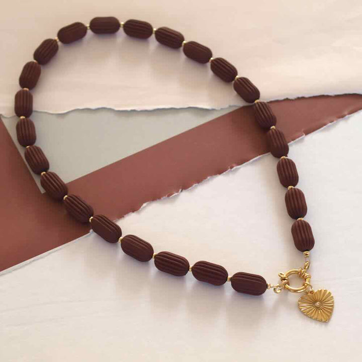widaro ketting dark brown long oval
