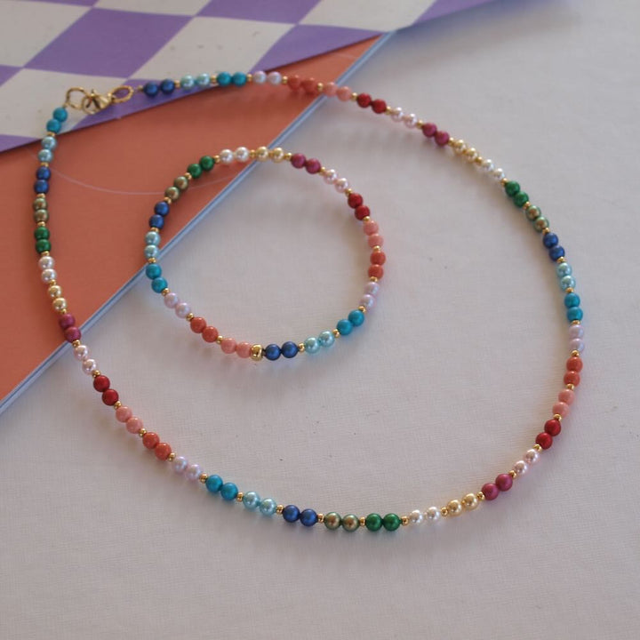 widaro ketting/armband colour pearls