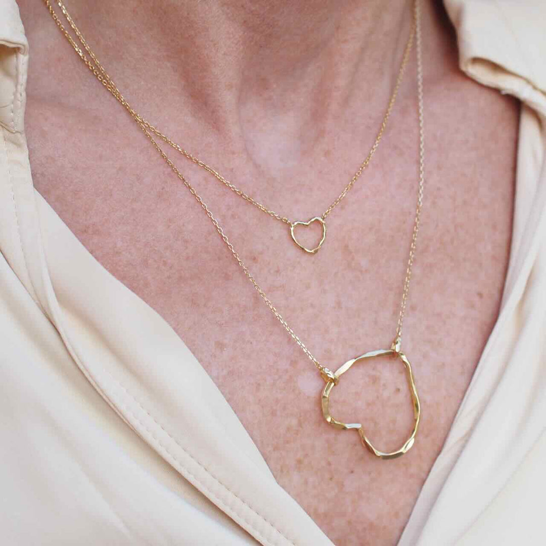 enamel ketting organic heart chunky