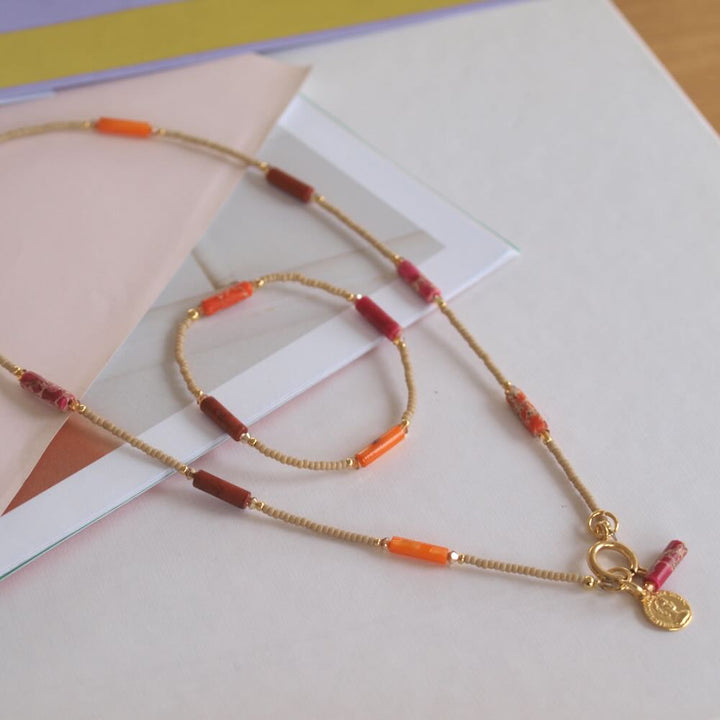 widaro armband orange & stones