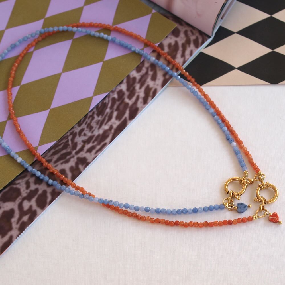 widaro halflange ketting light blue/ orange (kies je kleur)