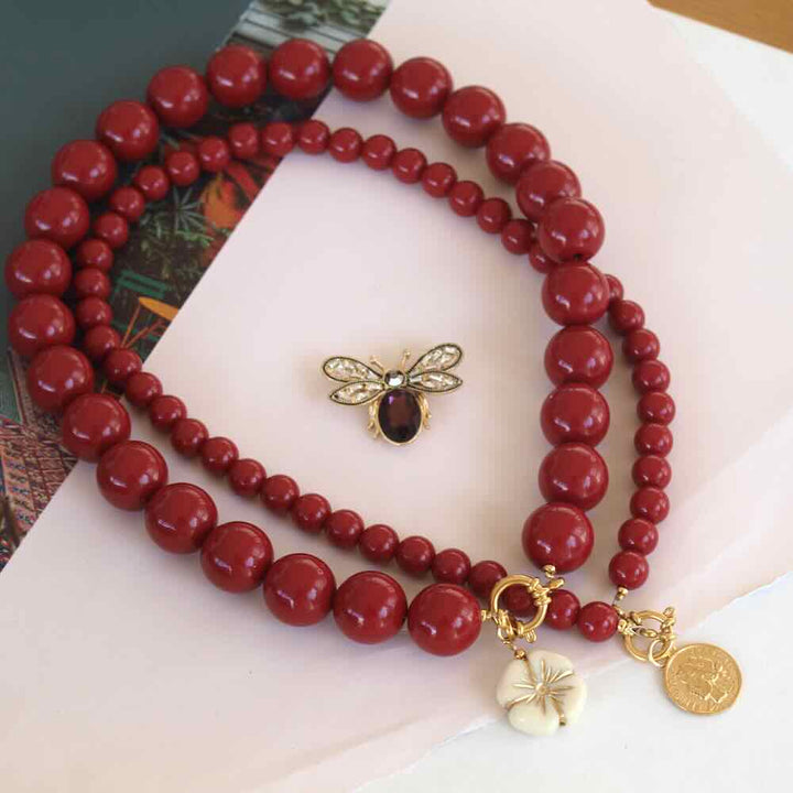 widaro ketting big round wine red (kies je grootte)