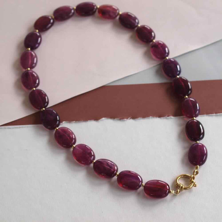 widaro ketting oval aubergine purple