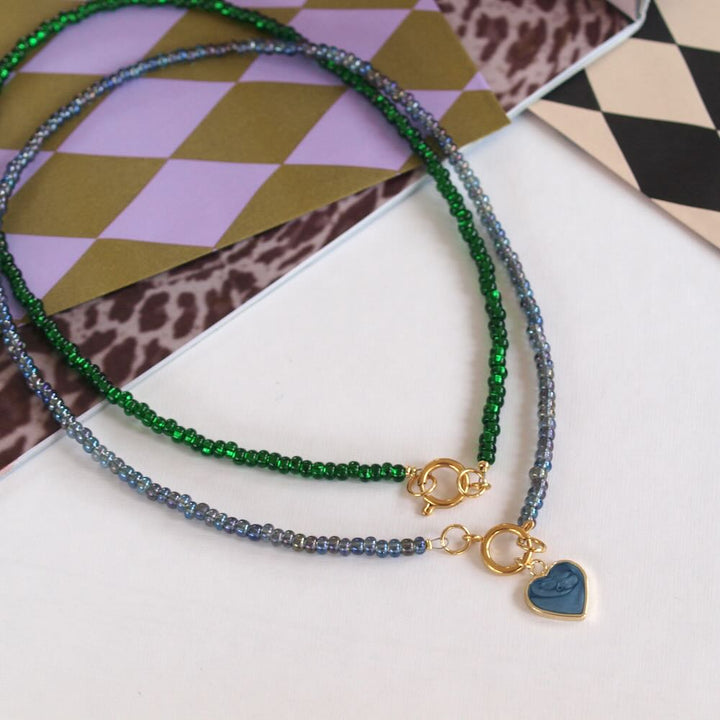 widaro ketting green/ blue shade beads (kies je kleur)