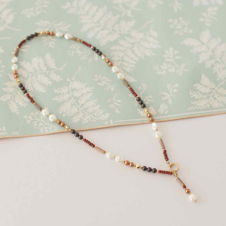 widaro lange ketting brown pearl