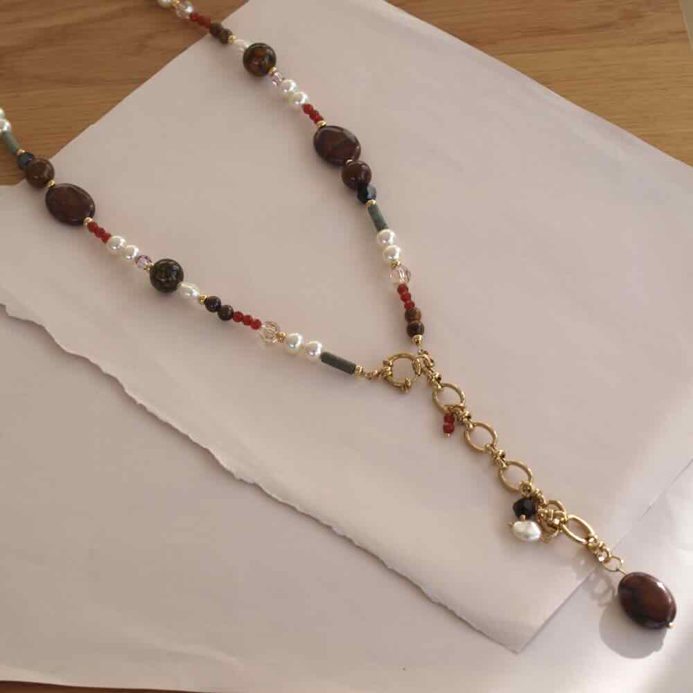 widaro lange ketting pearls and naturel