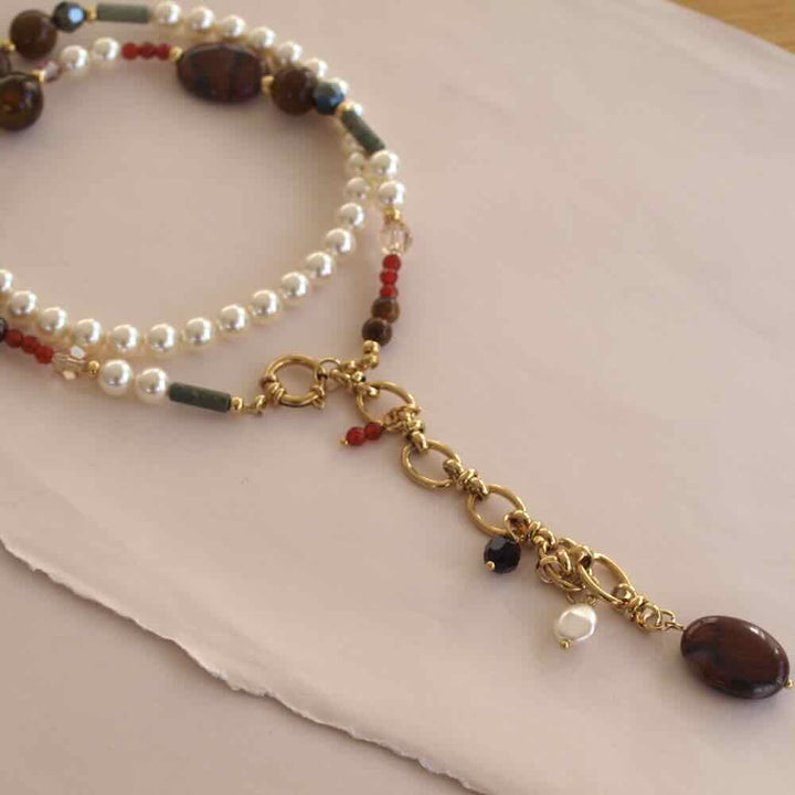 widaro lange ketting pearls and naturel