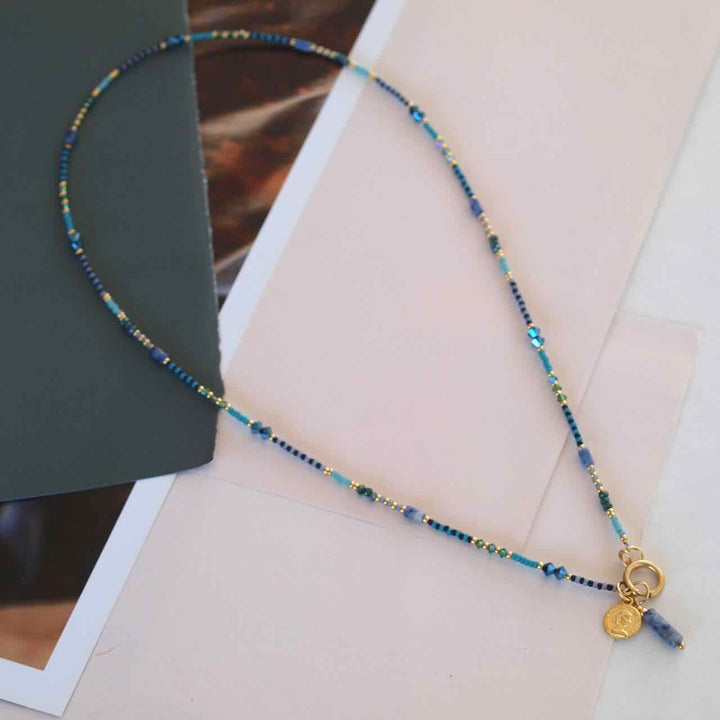 widaro lange ketting mix blue azure