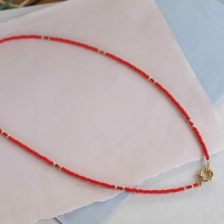 widaro lange ketting 60 cm red/peach