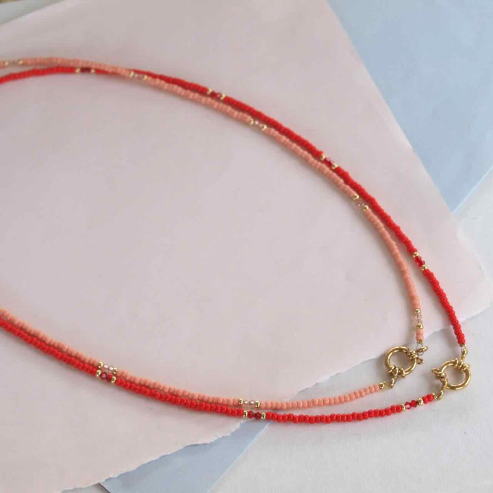 widaro lange ketting 60 cm red/peach
