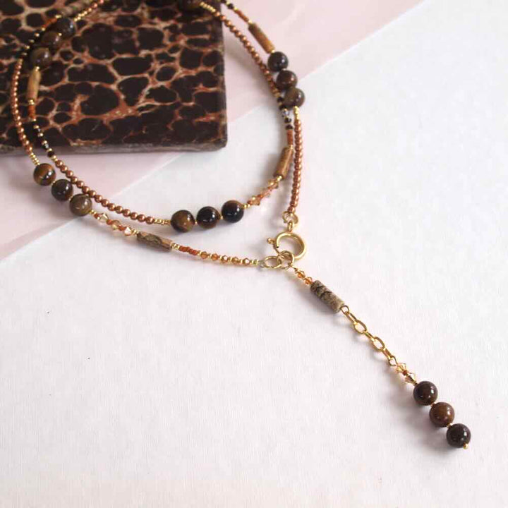 widaro lange ketting tiger eye beads