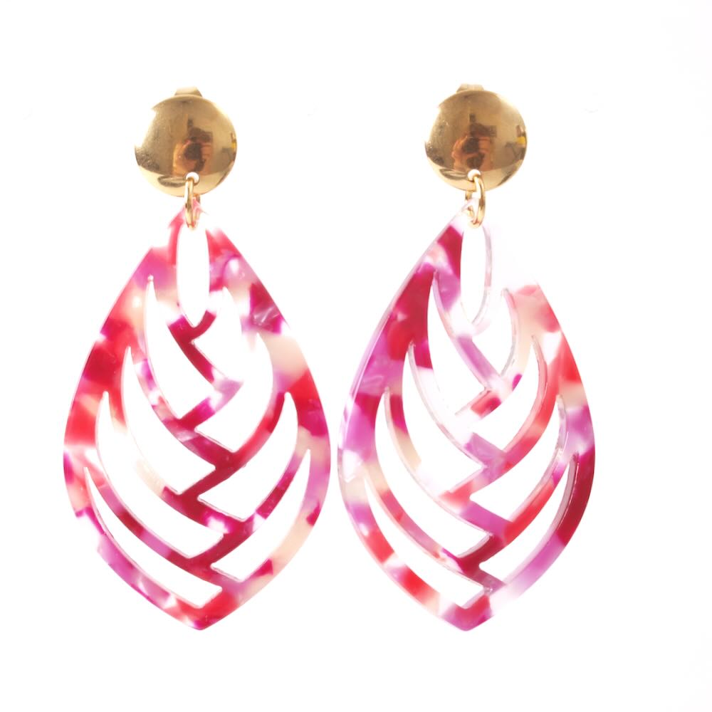 widaro oorbellen leaf fuchsia