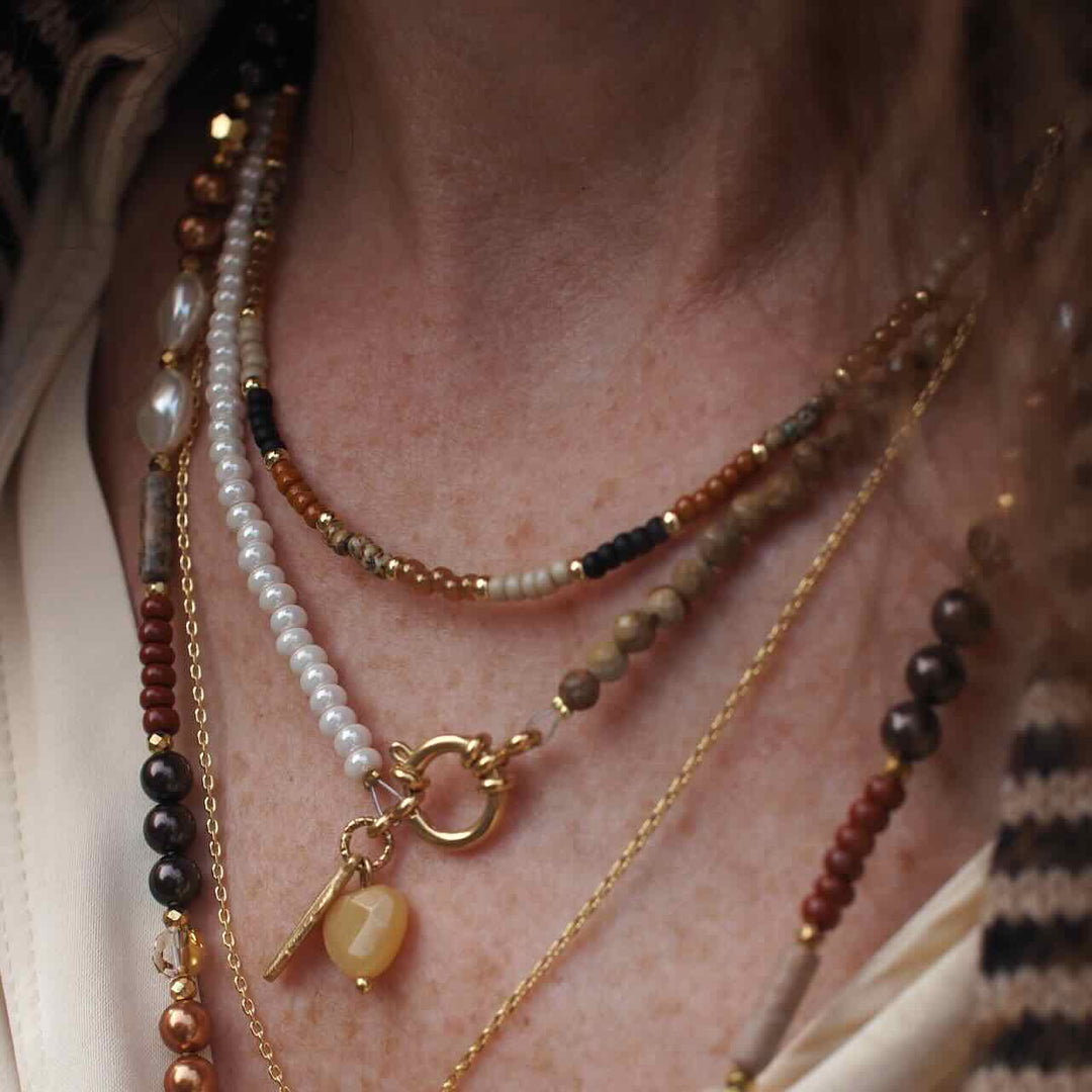 widaro ketting love the double brown beige