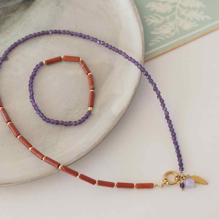 widaro ketting love the double brown and purple