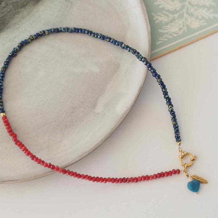 widaro ketting love the double marmer blue and red