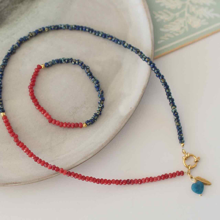 widaro armband love the double marmer blue and red