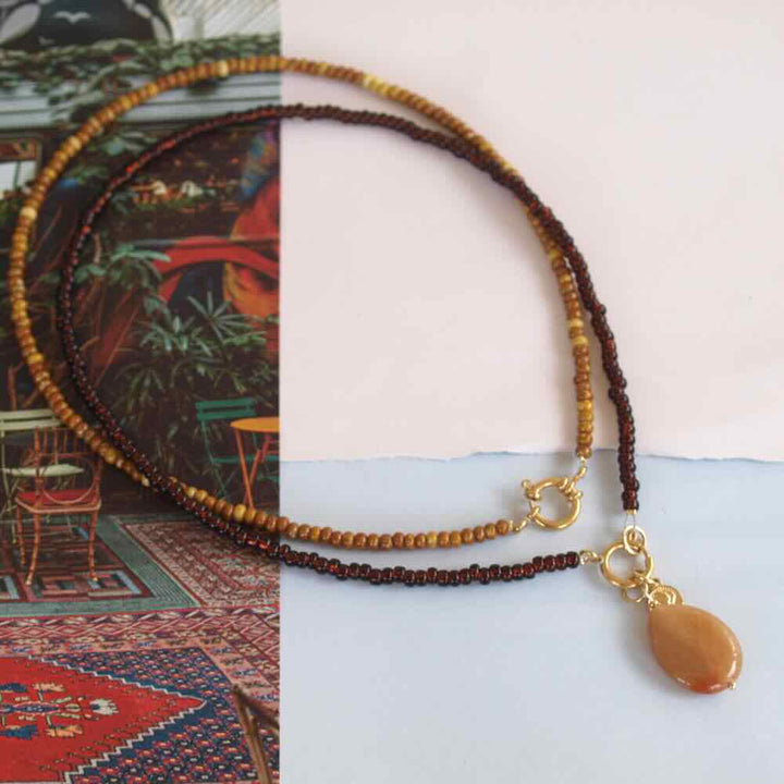 widaro ketting marmer brown/ silverlined brown (kies je kleur)
