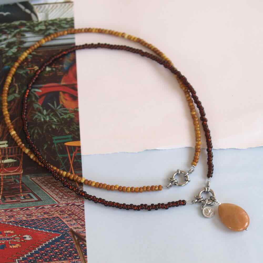 widaro ketting marmer brown/ silverlined brown (kies je kleur)