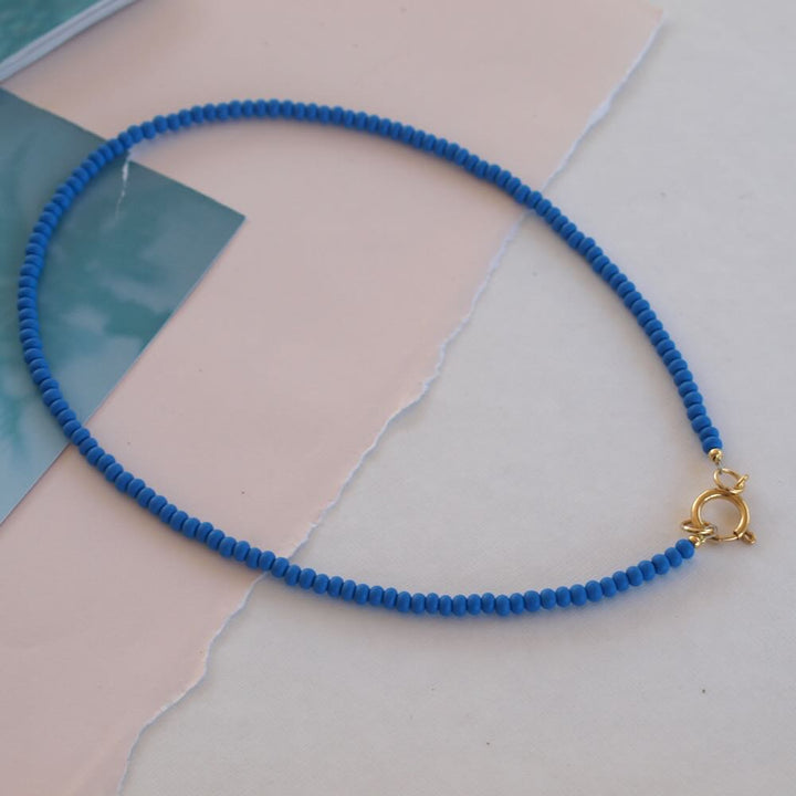 Widaro ketting mat red/blue beads (Goud/zilver)