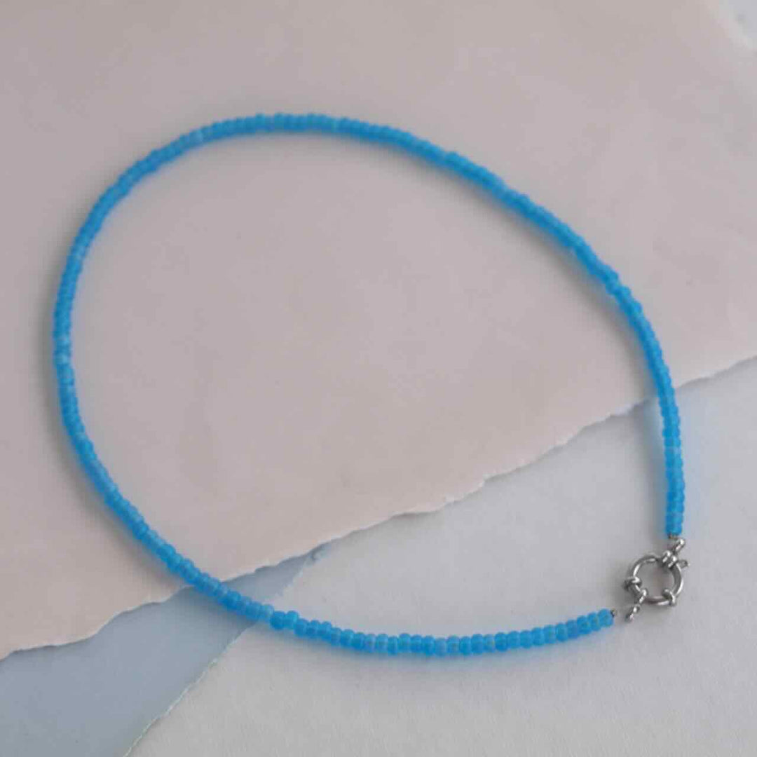 widaro ketting shiny green/matte blue beads (kies goud/zilver)