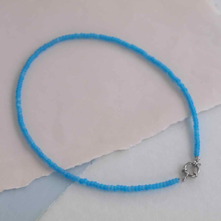 widaro ketting shiny green/matte blue beads (kies goud/zilver)