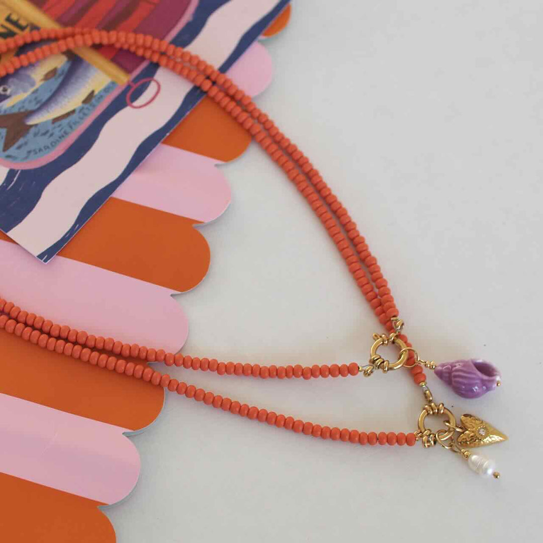 widaro ketting matte orange beads
