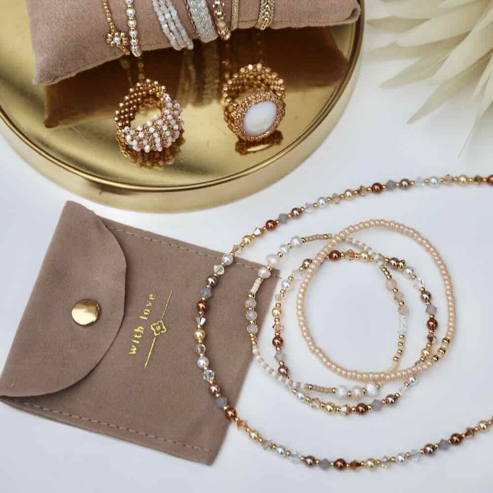 widaro armbandset beige pearl