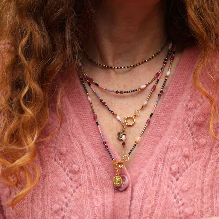 widaro lange ketting mix purple pink