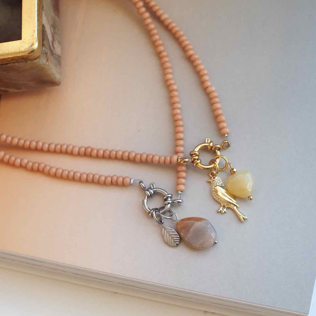 widaro ketting naturel brown beads