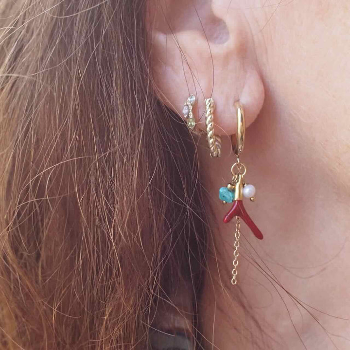 Rose & Camellia oorbellen coral red
