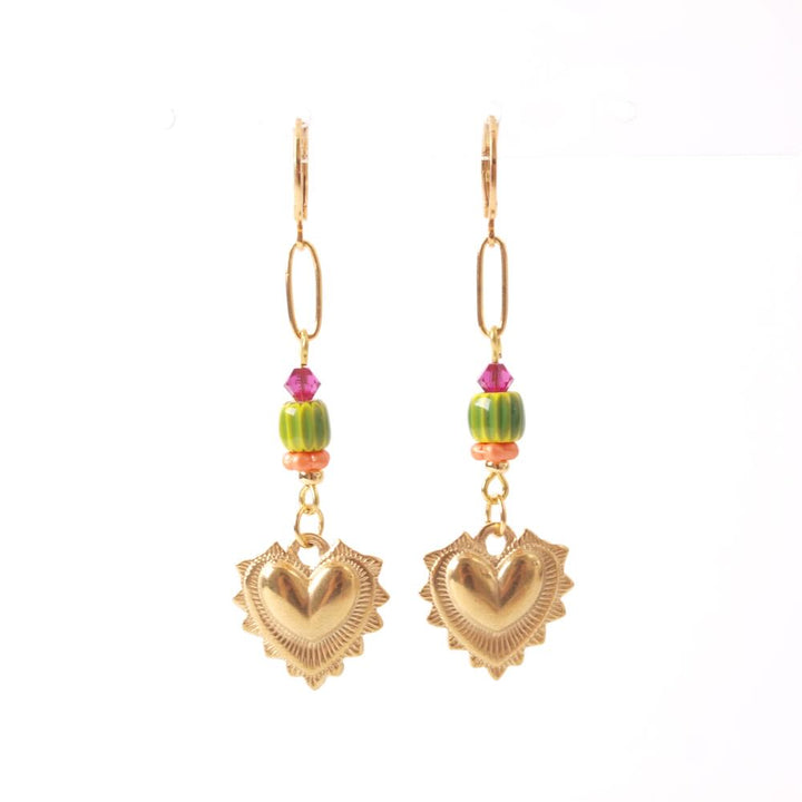 widaro oorbellen hearts and beads multi