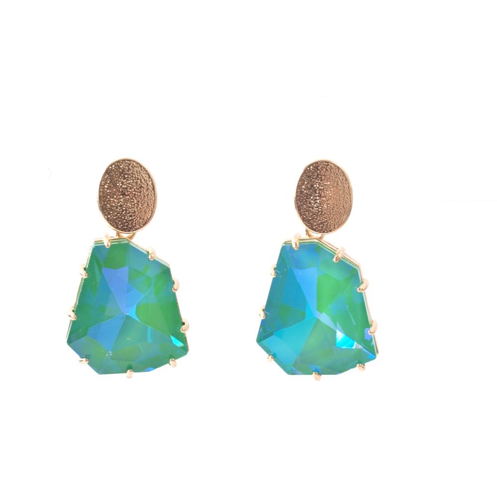 widaro oorbellen shiny stone green