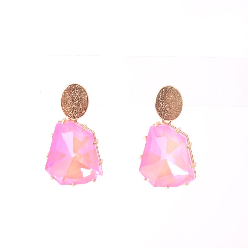 widaro oorbellen shiny stone pink