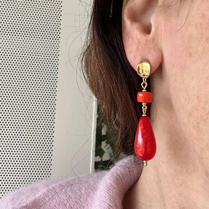 widaro oorbellen orange red drops
