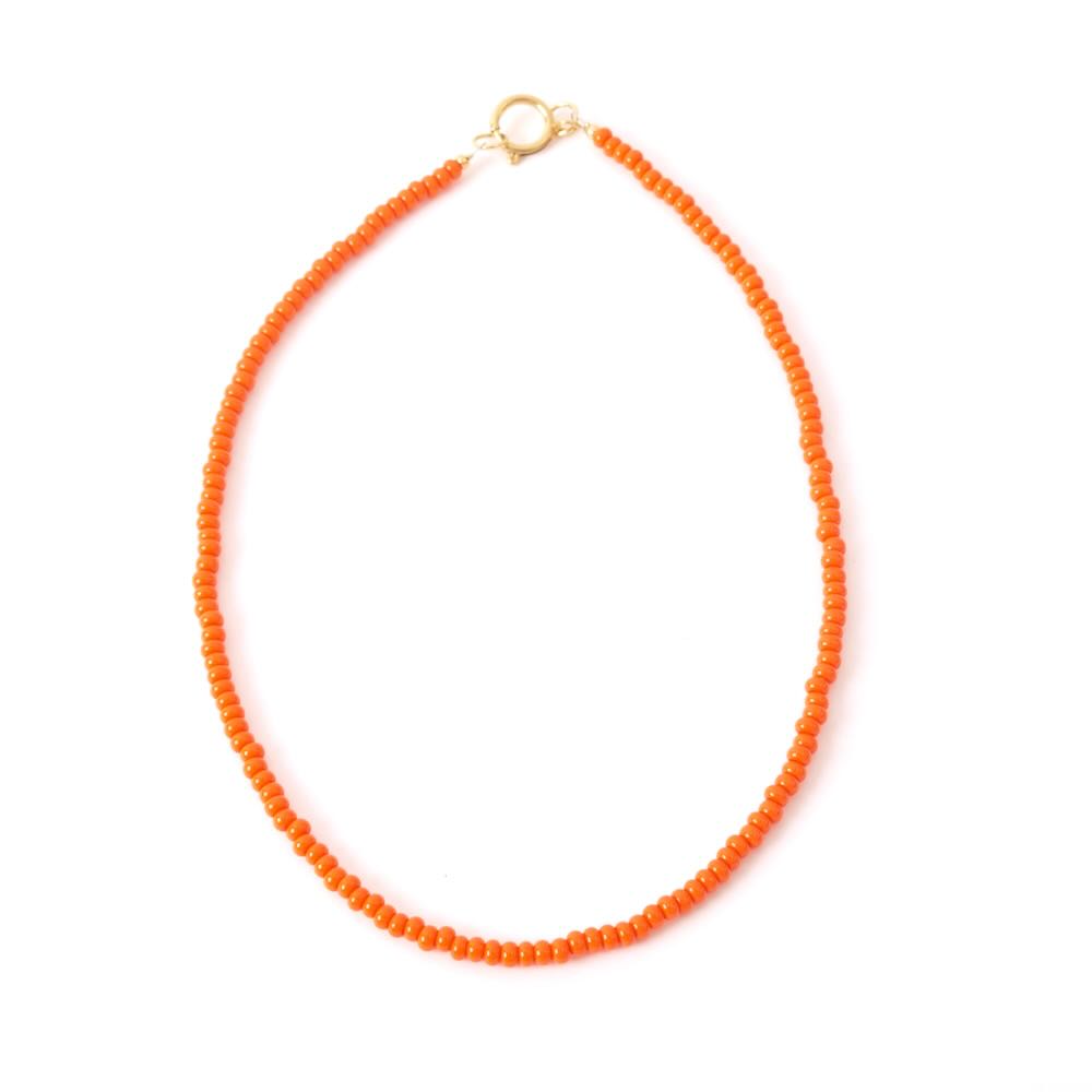 widaro ketting orange/red beads (goud/zilver)