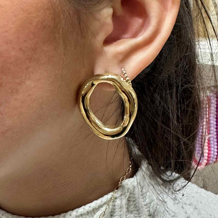 Rose & Camellia oorbellen organic rounds