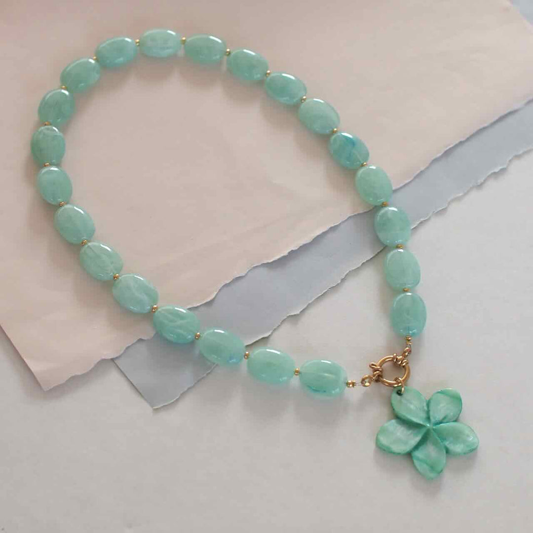 widaro ketting oval mint marble