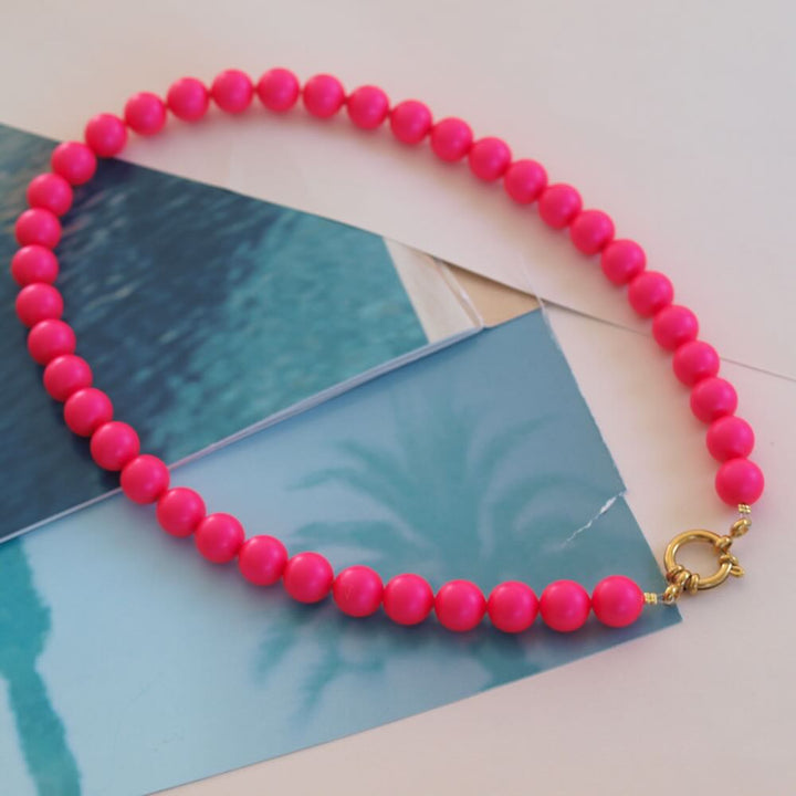 Widaro ketting parel neon red/fuchsia
