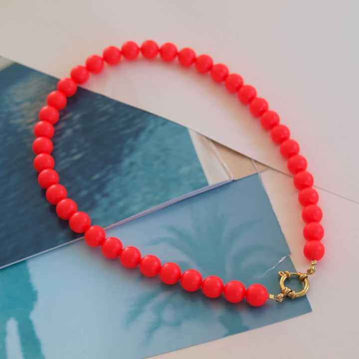 Widaro ketting parel neon red/fuchsia